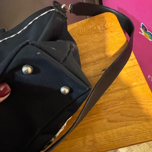 Burberry Black Tote Bag with Plaid Accent - Picture 6 of 11